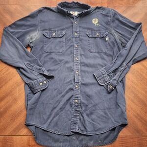 Tyndale Work Shirt Mens XL Blue FPL Logo FR Flame Resistant HRC 2 Long Sleeve